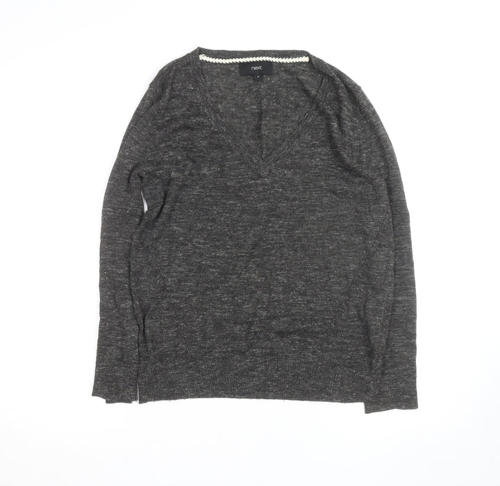 Next Womens Grey V-Neck Wool Blend Jumper Size 12