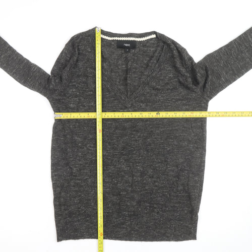 Next Womens Grey V-Neck Wool Blend Jumper Size 12