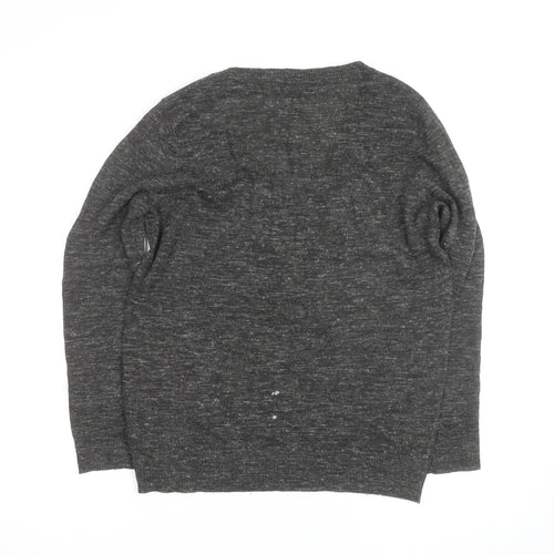 Next Womens Grey V-Neck Wool Blend Jumper Size 12