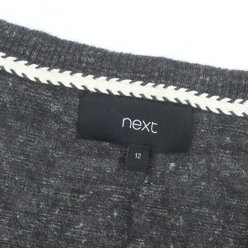 Next Womens Grey V-Neck Wool Blend Jumper Size 12