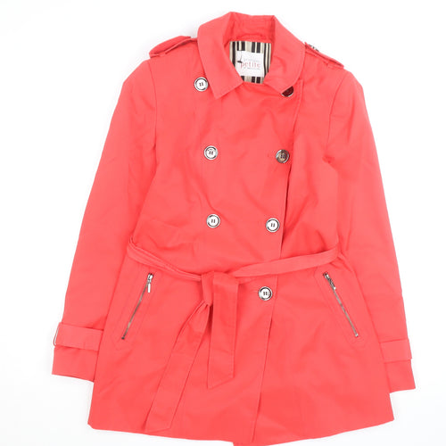 Principles Petite by Ben de Lisi Pink Trench Coat Size 10 Women’s Mid-Length Belted