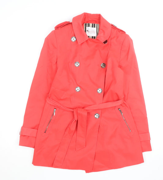 Principles Petite by Ben de Lisi Pink Trench Coat Size 10 Women’s Mid-Length Belted