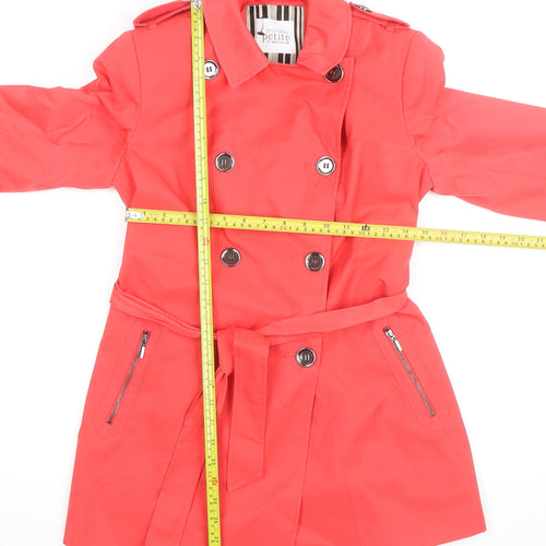Principles Petite by Ben de Lisi Pink Trench Coat Size 10 Women’s Mid-Length Belted