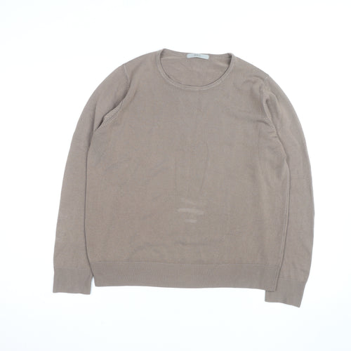Marks and Spencer Women’s Beige Cotton Crew Neck Jumper Size 14