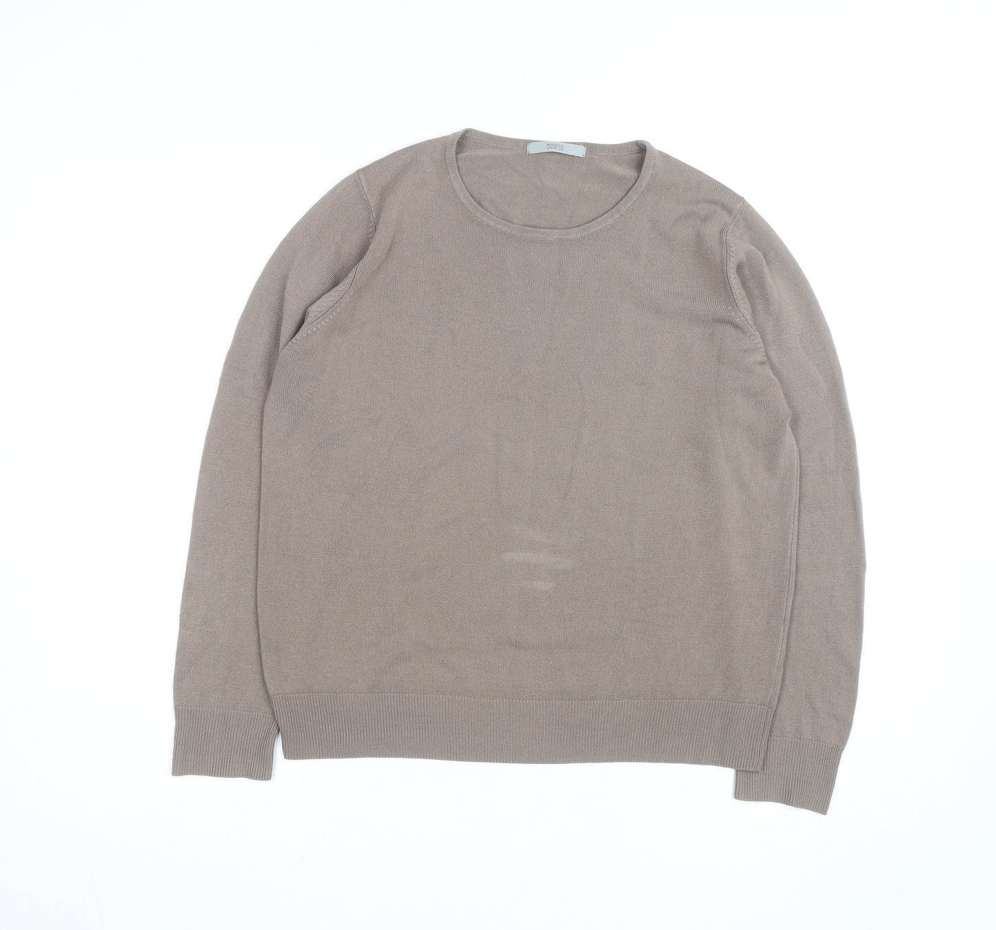 Marks and Spencer Women’s Beige Cotton Crew Neck Jumper Size 14
