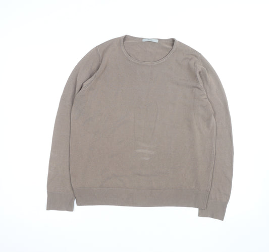Marks and Spencer Women’s Beige Cotton Crew Neck Jumper Size 14