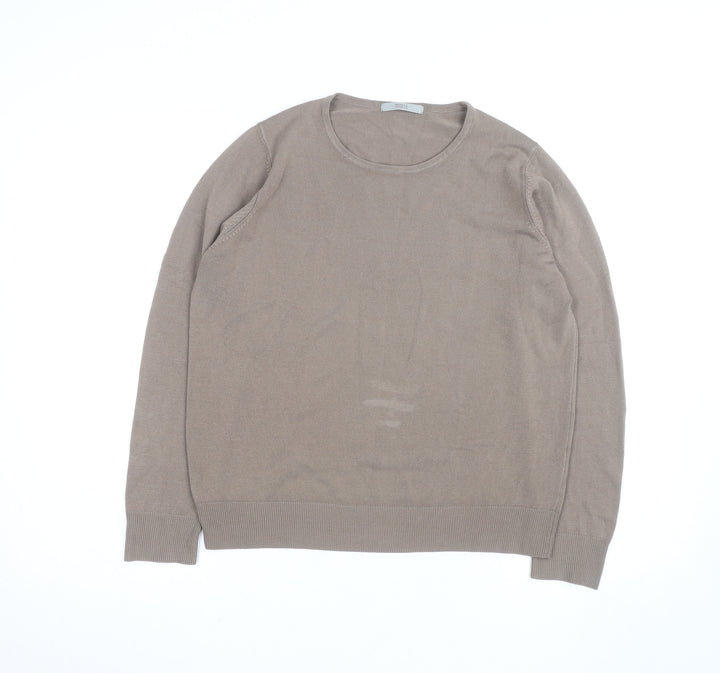 Marks and Spencer Women’s Beige Cotton Crew Neck Jumper Size 14