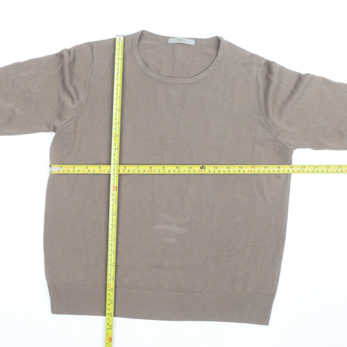 Marks and Spencer Women’s Beige Cotton Crew Neck Jumper Size 14