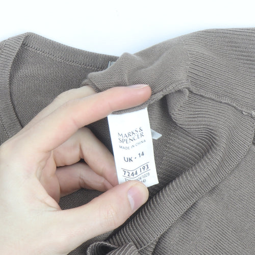 Marks and Spencer Women’s Beige Cotton Crew Neck Jumper Size 14