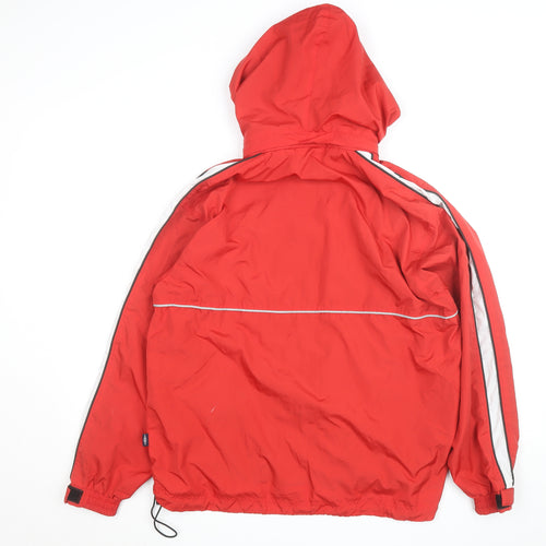 Umbro Men's Red Waterproof Hooded Windbreaker Jacket Size 38