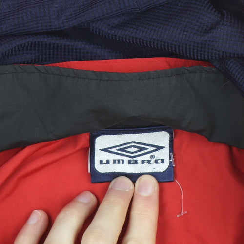 Umbro Men's Red Waterproof Hooded Windbreaker Jacket Size 38