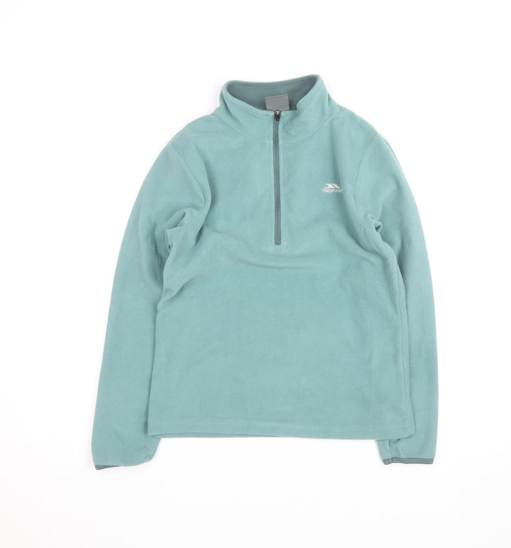 Trespass Teens Green Fleece 1/2 Zip Lightweight Active Jacket 9 Slim