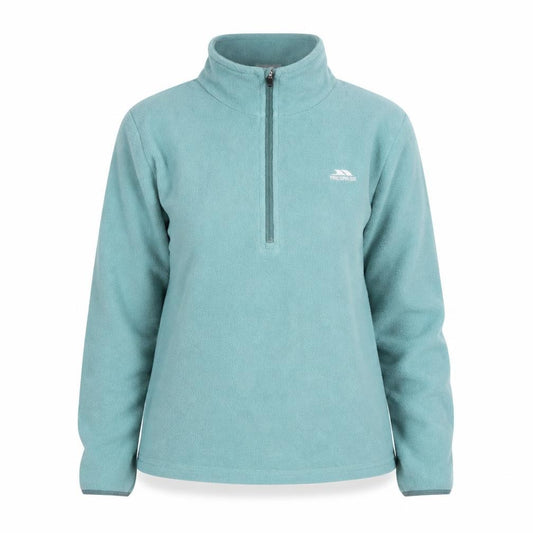 Front view of Trespass Teens Green Fleece 1/2 Zip Lightweight Active Jacket 9 Slim