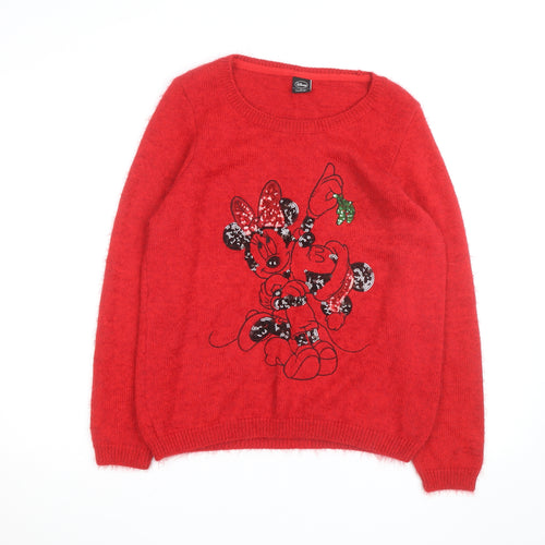 Disney at George Women’s Red Sequin Minnie Mouse Christmas Jumper UK 14