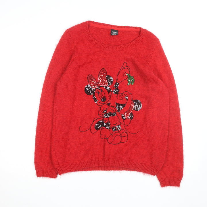 Disney at George Women’s Red Sequin Minnie Mouse Christmas Jumper UK 14
