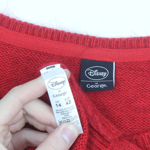 Disney at George Women’s Red Sequin Minnie Mouse Christmas Jumper UK 14