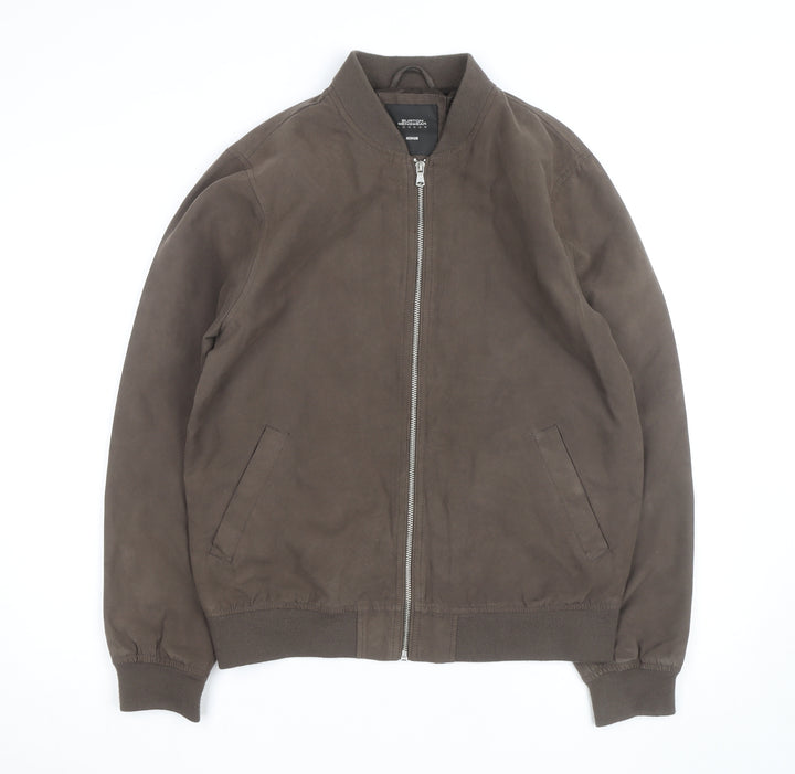 Burton Menswear London Men's Brown Cotton Bomber Jacket Medium