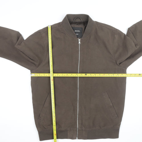 Burton Menswear London Men's Brown Cotton Bomber Jacket Medium