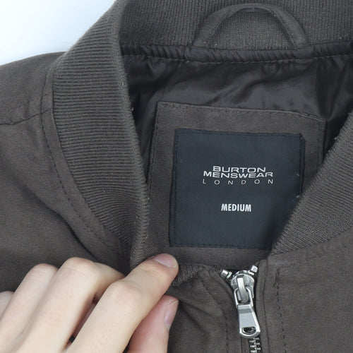 Burton Menswear London Men's Brown Cotton Bomber Jacket Medium