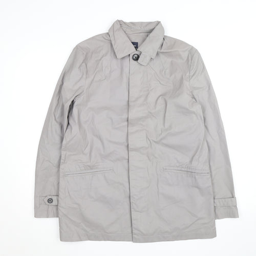 Gap Mens Grey Mid-Length Rain Coat S Regular Fit Cotton Blend