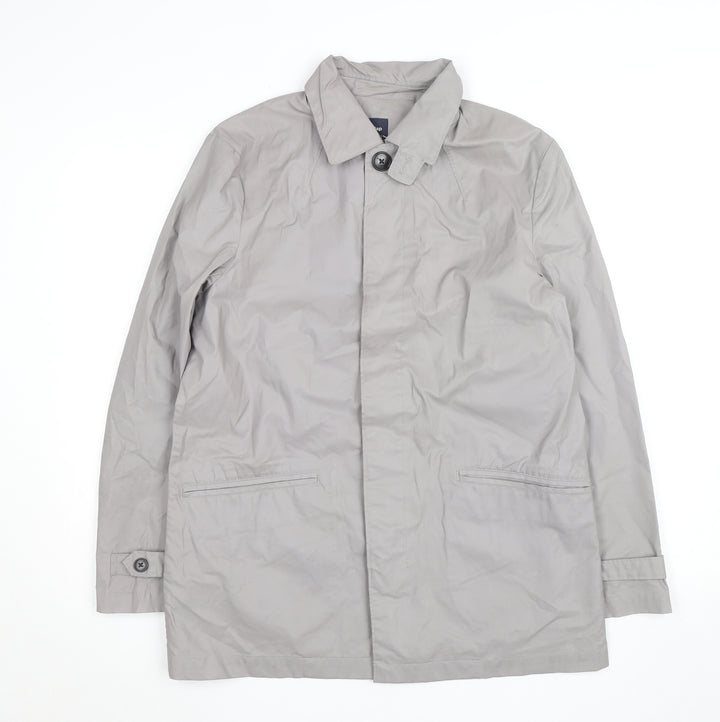 Gap Mens Grey Mid-Length Rain Coat S Regular Fit Cotton Blend