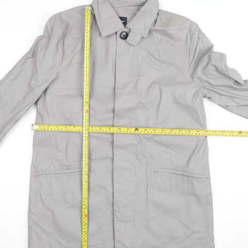 Gap Mens Grey Mid-Length Rain Coat S Regular Fit Cotton Blend
