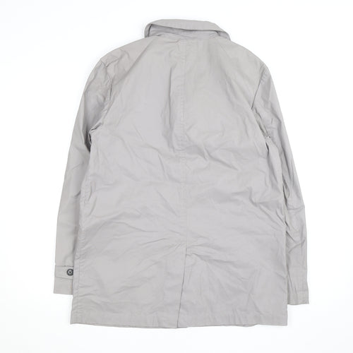 Gap Mens Grey Mid-Length Rain Coat S Regular Fit Cotton Blend