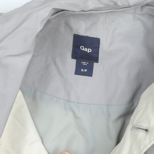 Gap Mens Grey Mid-Length Rain Coat S Regular Fit Cotton Blend