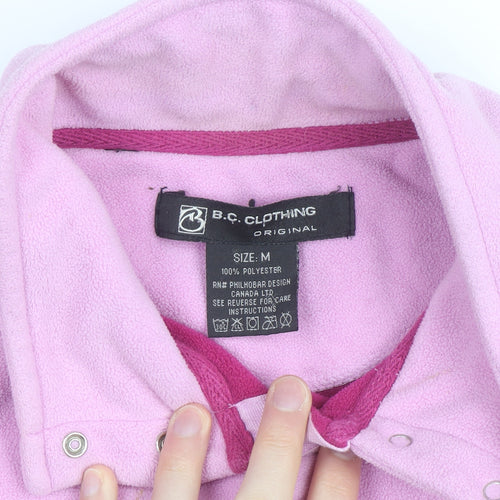 B.C. Clothing Womens Pink Fleece Full Zip Basic Jacket Size M