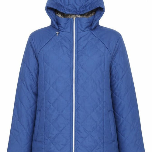 Jeanne De Lançay Women's Blue Quilted Hooded Puffer Jacket XL