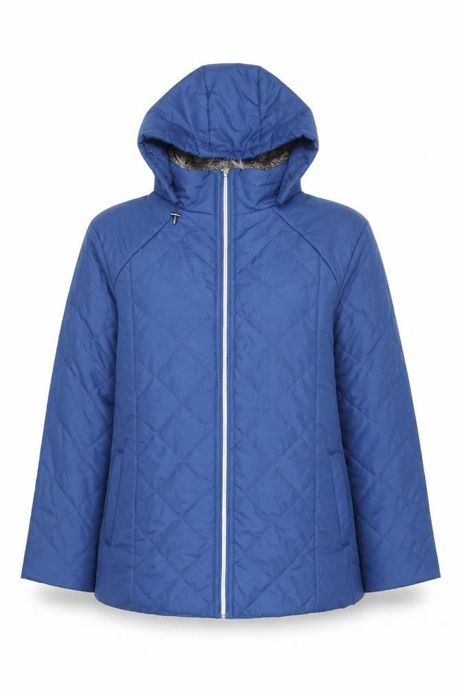 Jeanne De Lançay Women's Blue Quilted Hooded Puffer Jacket XL