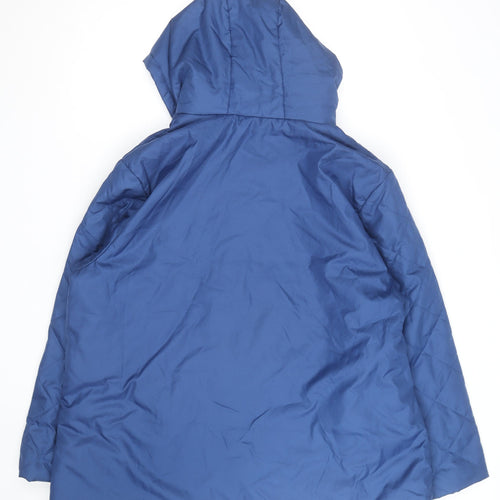 Jeanne De Lançay Women's Blue Quilted Hooded Puffer Jacket XL