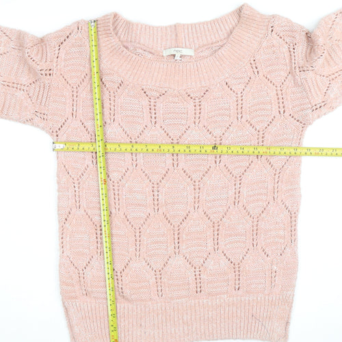 Next Womens Pink Open-Knit Pullover Jumper Size S