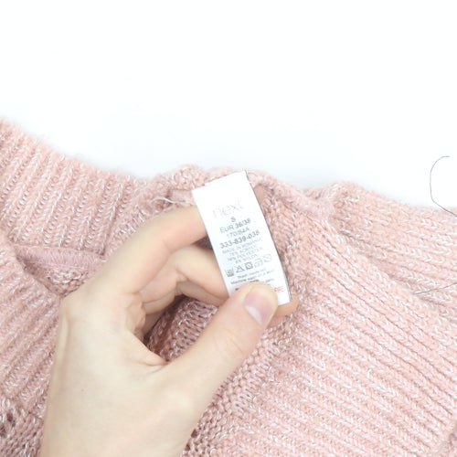 Next Womens Pink Open-Knit Pullover Jumper Size S