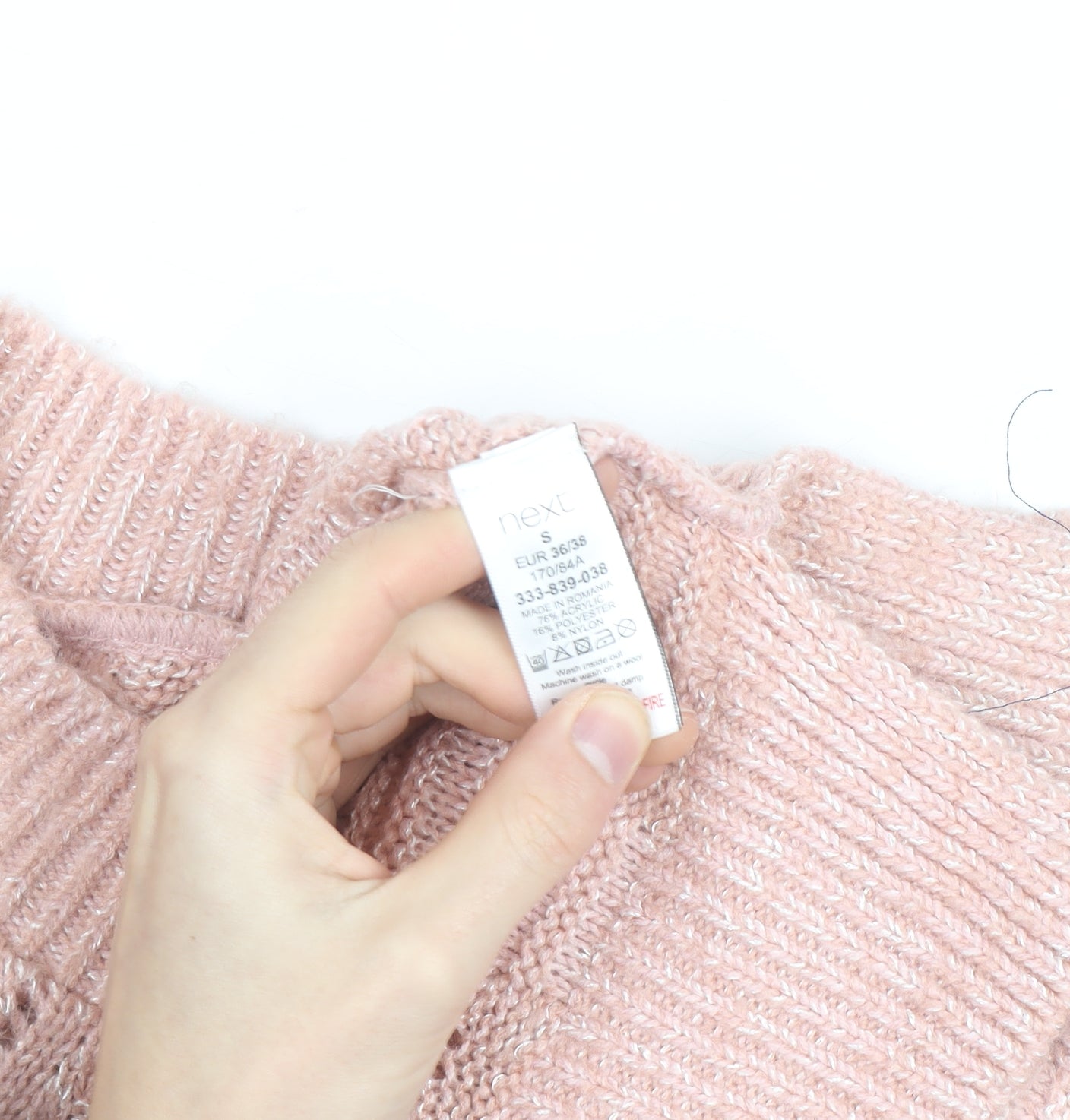 Next Womens Pink Open-Knit Pullover Jumper Size S