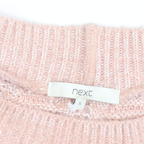 Next Womens Pink Open-Knit Pullover Jumper Size S