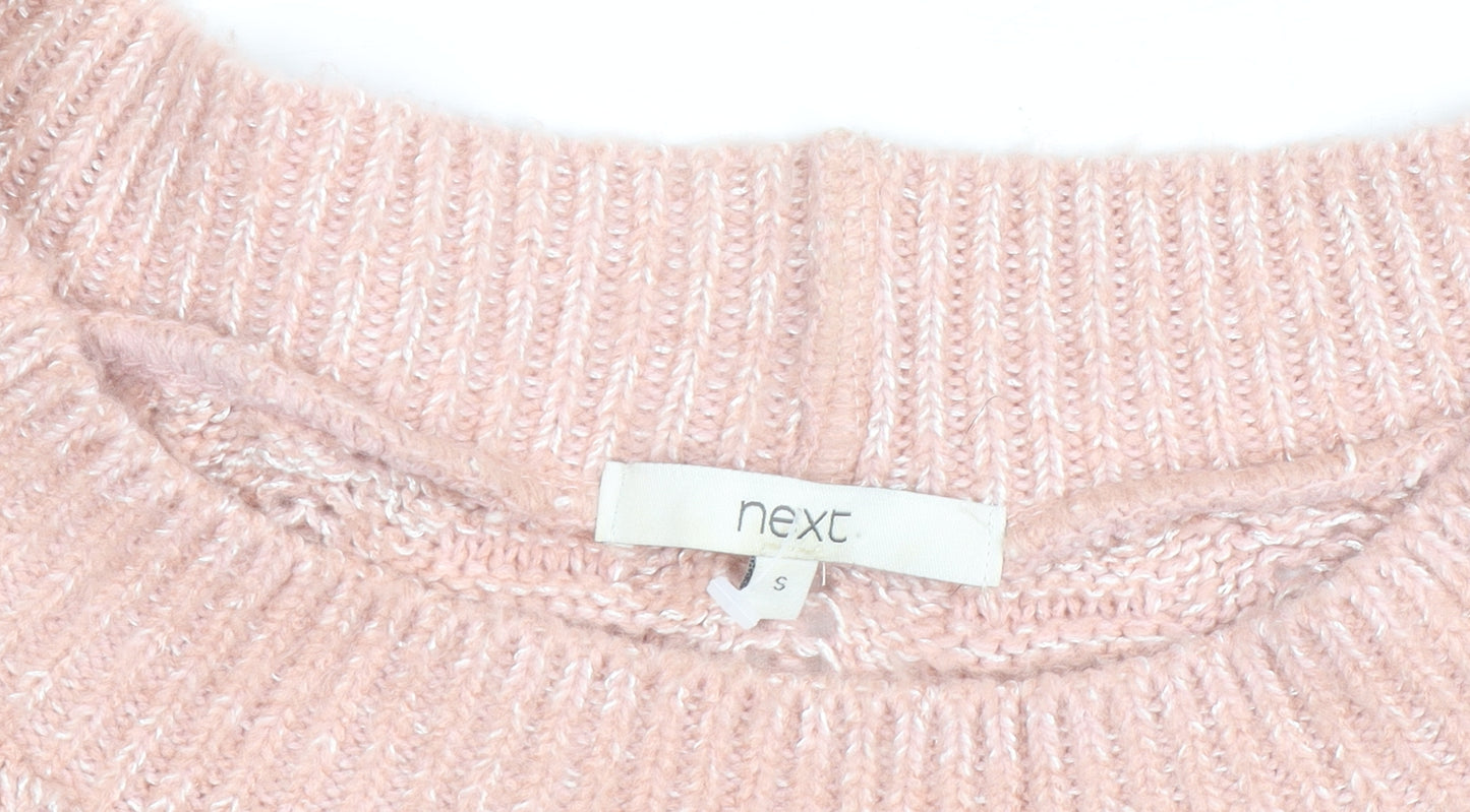 Next Womens Pink Open-Knit Pullover Jumper Size S