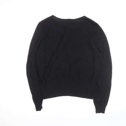 Miss Selfridge Women’s Black Beaded Collar Cotton Jumper Size 16
