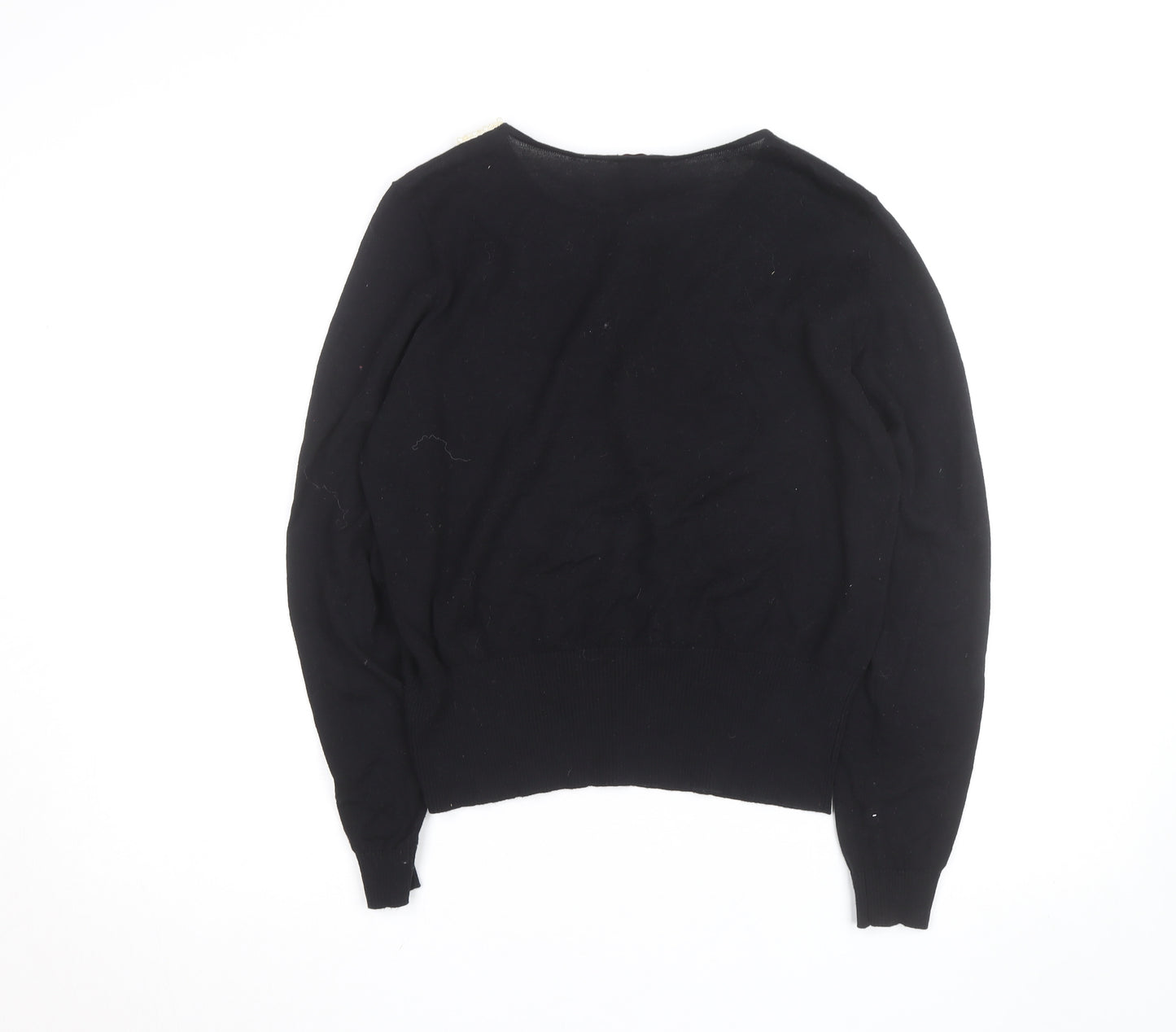 Miss Selfridge Women’s Black Beaded Collar Cotton Jumper Size 16