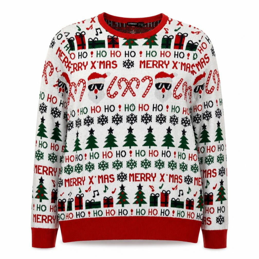Front view of Livergy unisex multicoloured christmas xl jumper