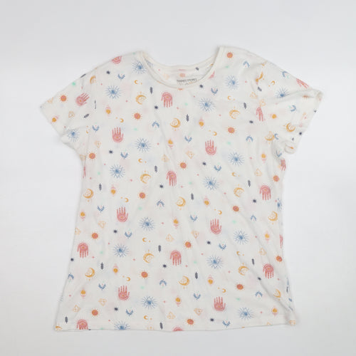 Dunnes Stores Women’s White Bohemian Print Cotton T-Shirt Size L