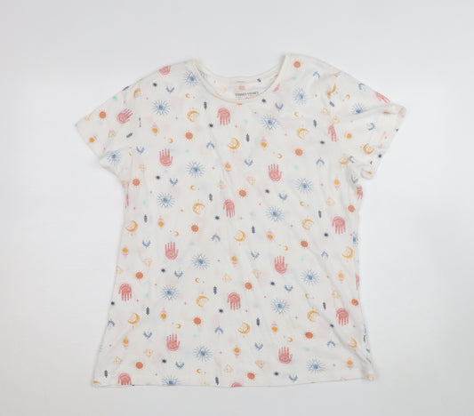 Dunnes Stores Women’s White Bohemian Print Cotton T-Shirt Size L
