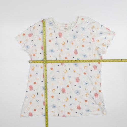 Dunnes Stores Women’s White Bohemian Print Cotton T-Shirt Size L