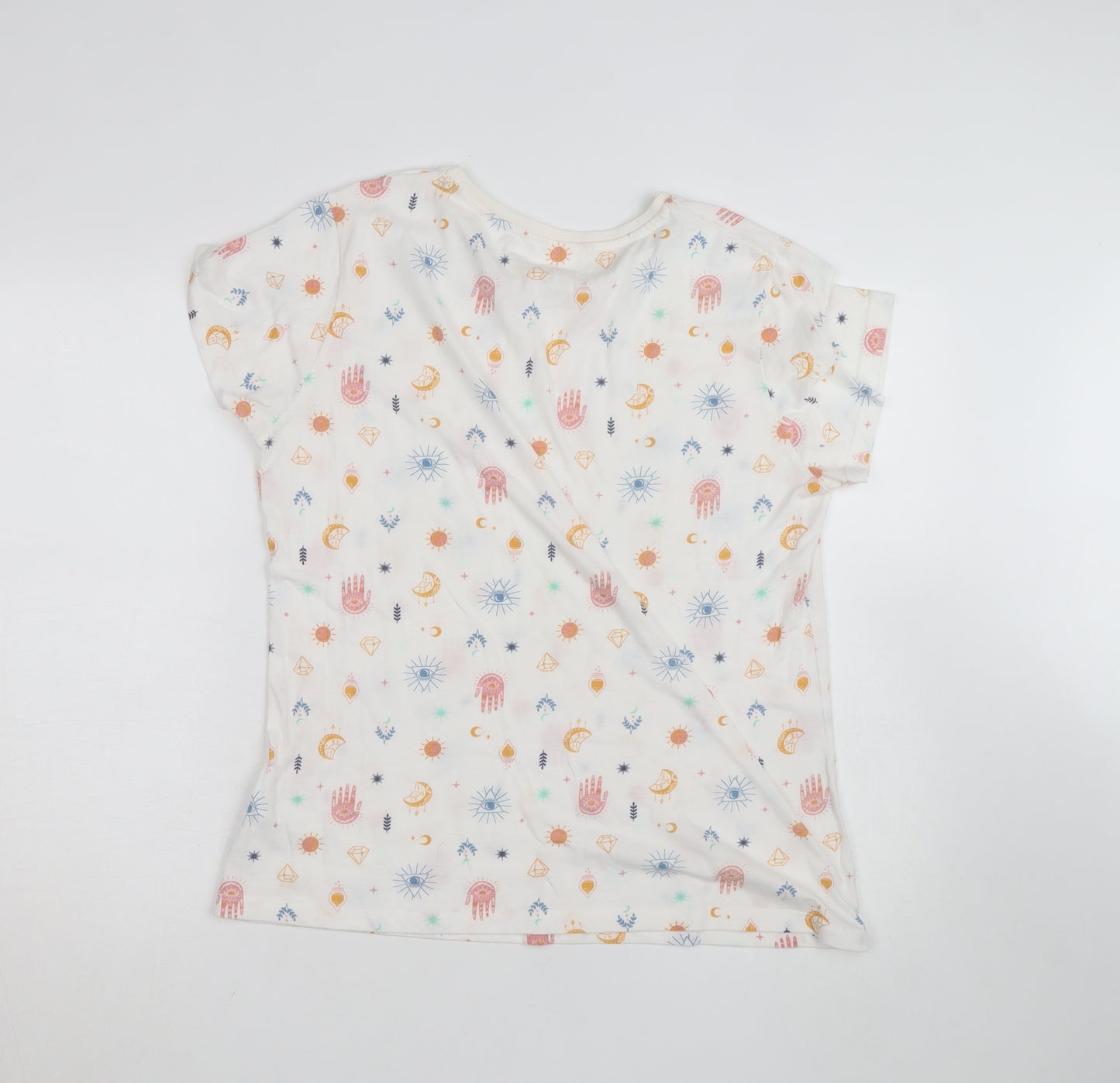 Dunnes Stores Women’s White Bohemian Print Cotton T-Shirt Size L