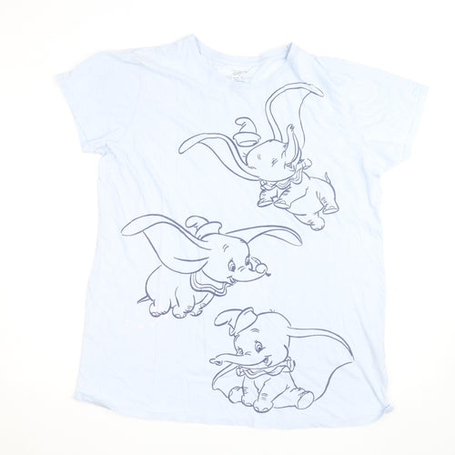 Disney Women's Blue Dumbo Print Short Sleeve Cotton T-Shirt L