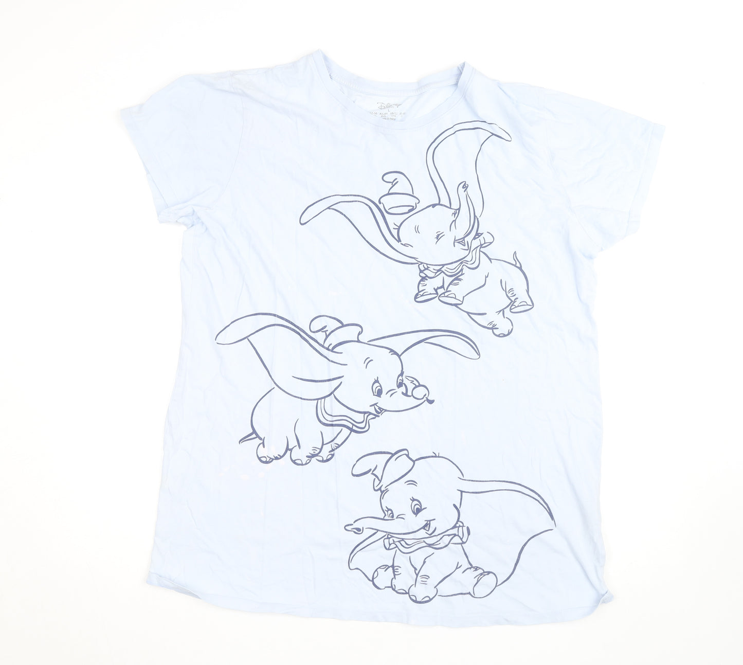 Disney Women's Blue Dumbo Print Short Sleeve Cotton T-Shirt L