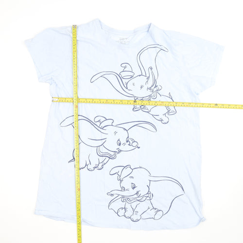 Disney Women's Blue Dumbo Print Short Sleeve Cotton T-Shirt L