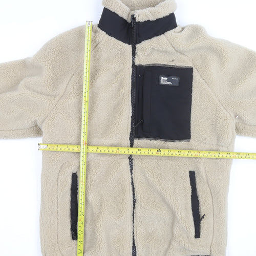 Pull & Bear Men's Beige Fleece Full Zip Jacket Size S Regular Fit