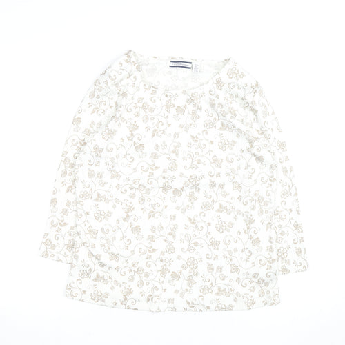 Croft & Barrow Women’s Beige Floral Petite L Long Sleeve Top