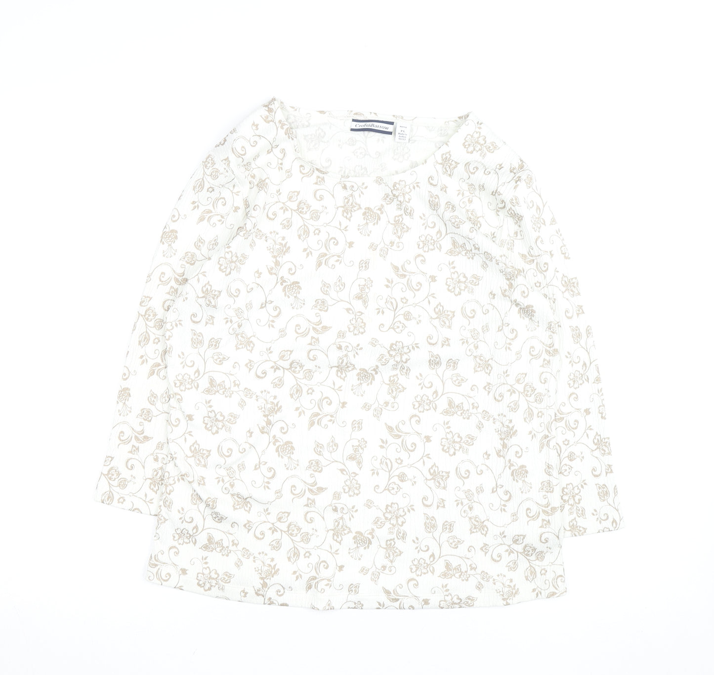 Croft & Barrow Women’s Beige Floral Petite L Long Sleeve Top